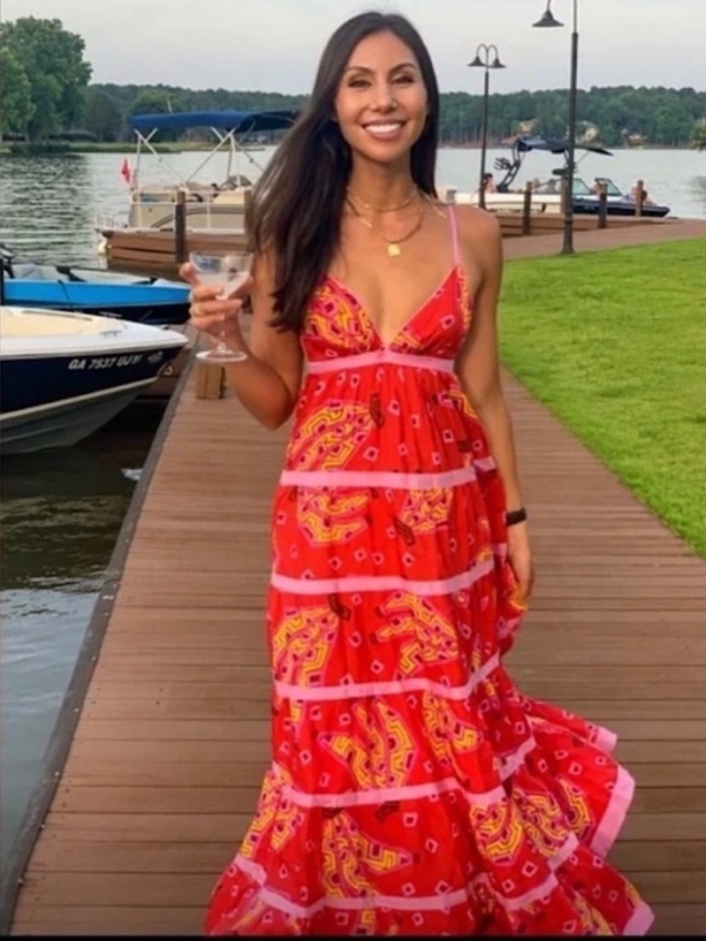 FARM Rio Red Patterned Maxi Dress - Picture 5 of 7